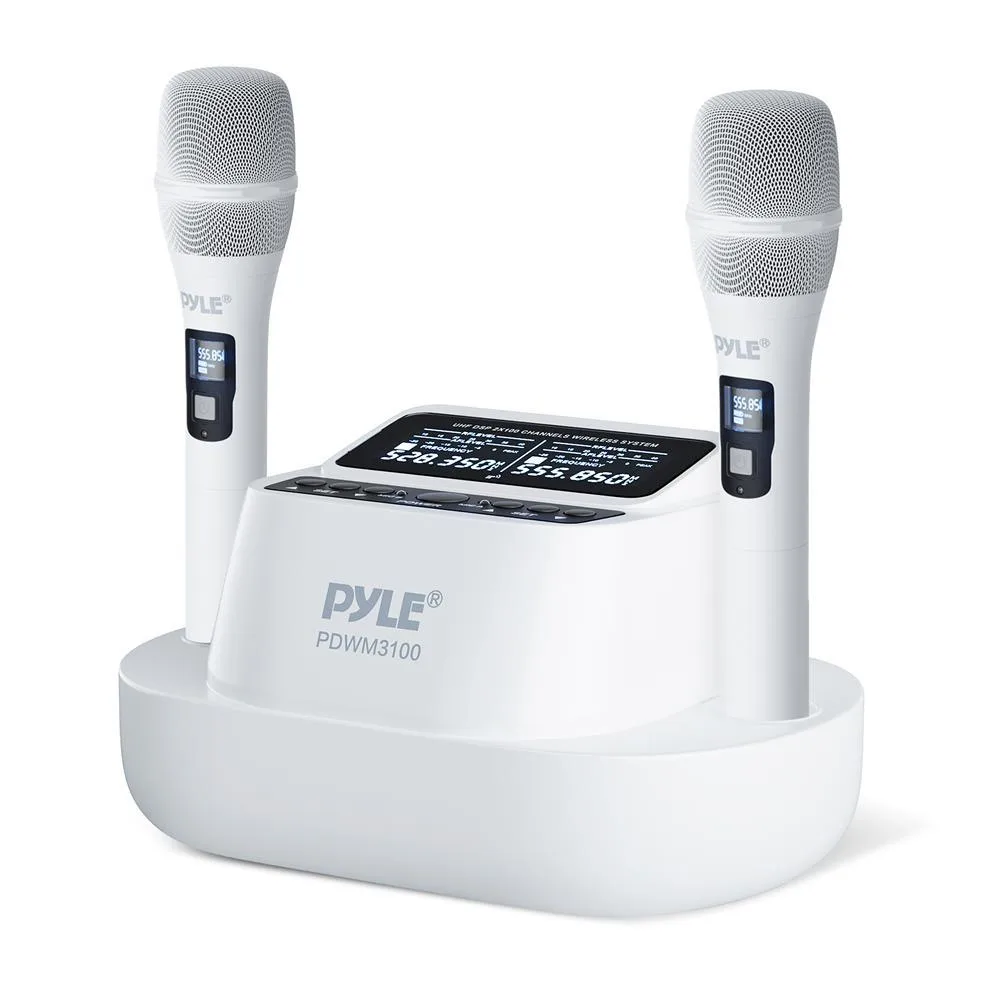 Pyle Pyle PDWM3100 UHF Wireless Microphone System with 2 USB Rechargeable Handheld Mics — product photo