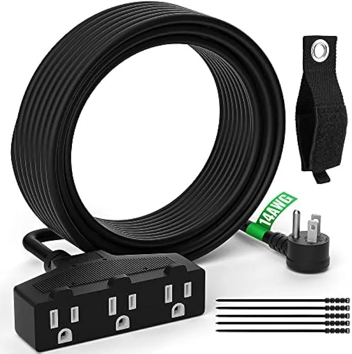 TAURKENAM TAURKENAM 14/3 SJTW 3-Outlet Extension Cord 4 Ft 15A 125V 1875W Black — product photo