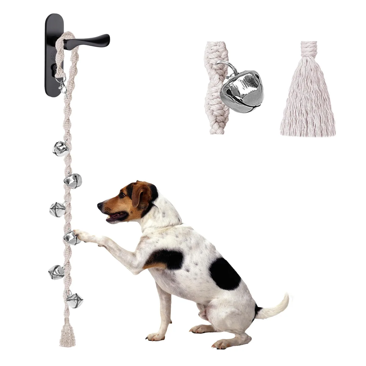  GINIDEAR Dog Training Bells Twisted Style Beige 35in 90cm 3.5cm bells — product photo