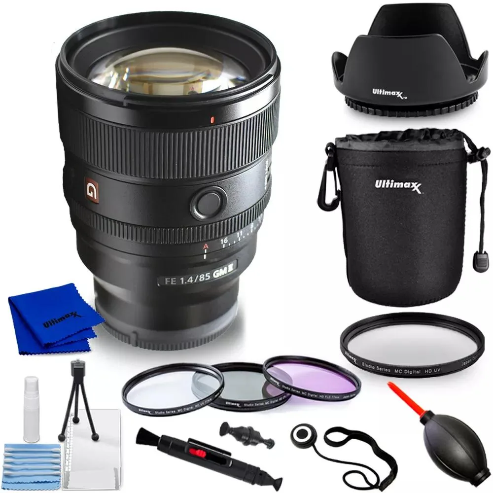 Sony Sony FE 85mm f/1.4 GM II SEL85F14GM2 camera lens with 10 accessory kit — product photo