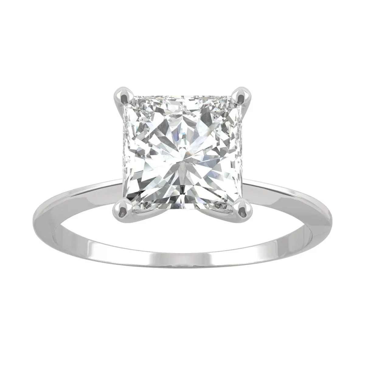 Charles & Colvard Charles & Colvard 7mm Princess Cut Moissanite Engagement Ring 14K White Gold Size 9 1.92ct DEW — product photo