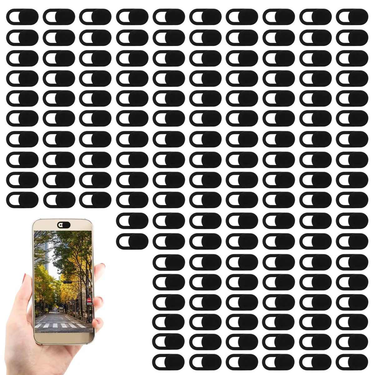  QfwdfcTrenz Webcam Cover Slide 150 PCS Black .023 Inch 5145ZNHR5175 — product photo