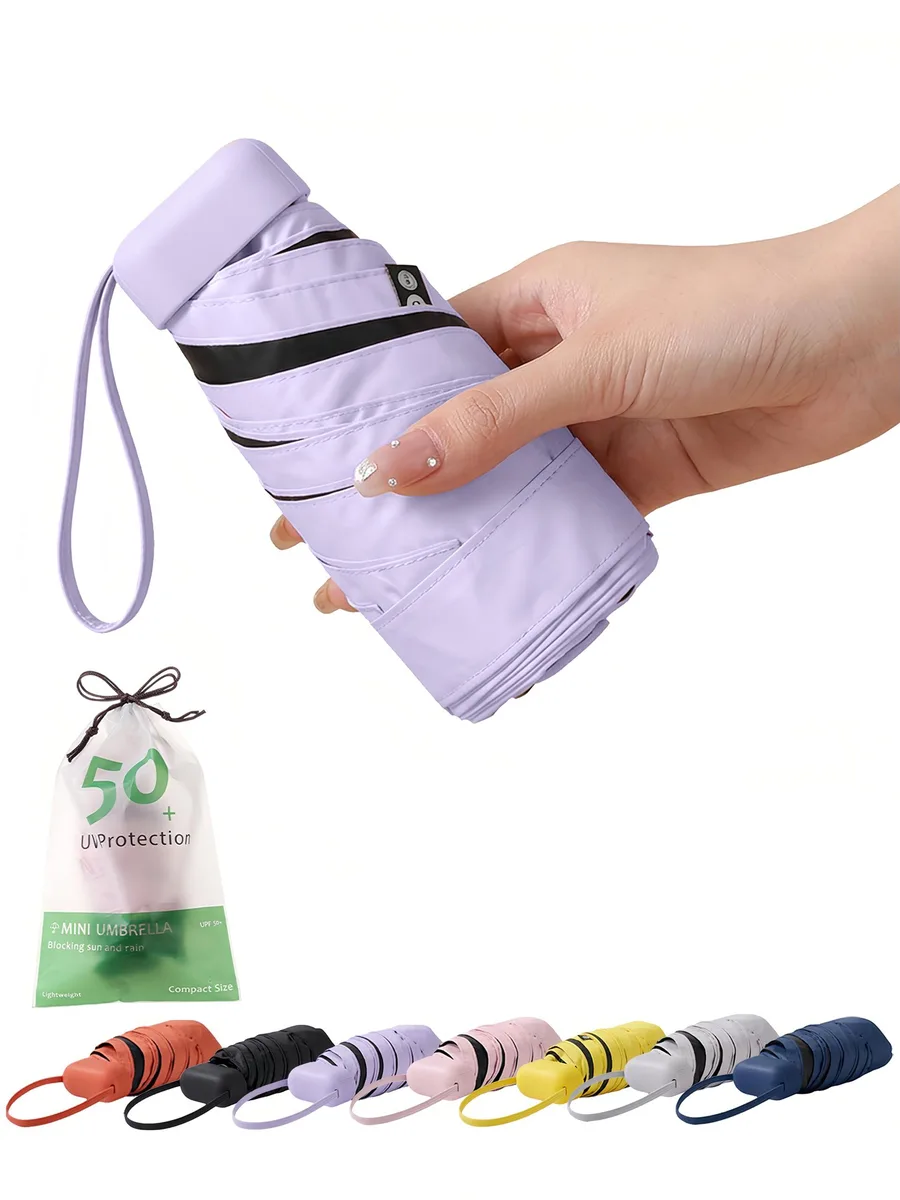 BAODINI Mini Travel Umbrella 39" Manual Clear UPF 50+ — product photo