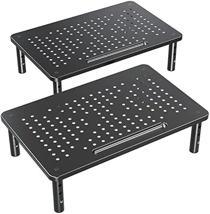 TAURKENAM TAURKENAM 2 Pack Monitor Stand Riser 3 Height Adjustable Mesh Metal Office Equipment — product photo