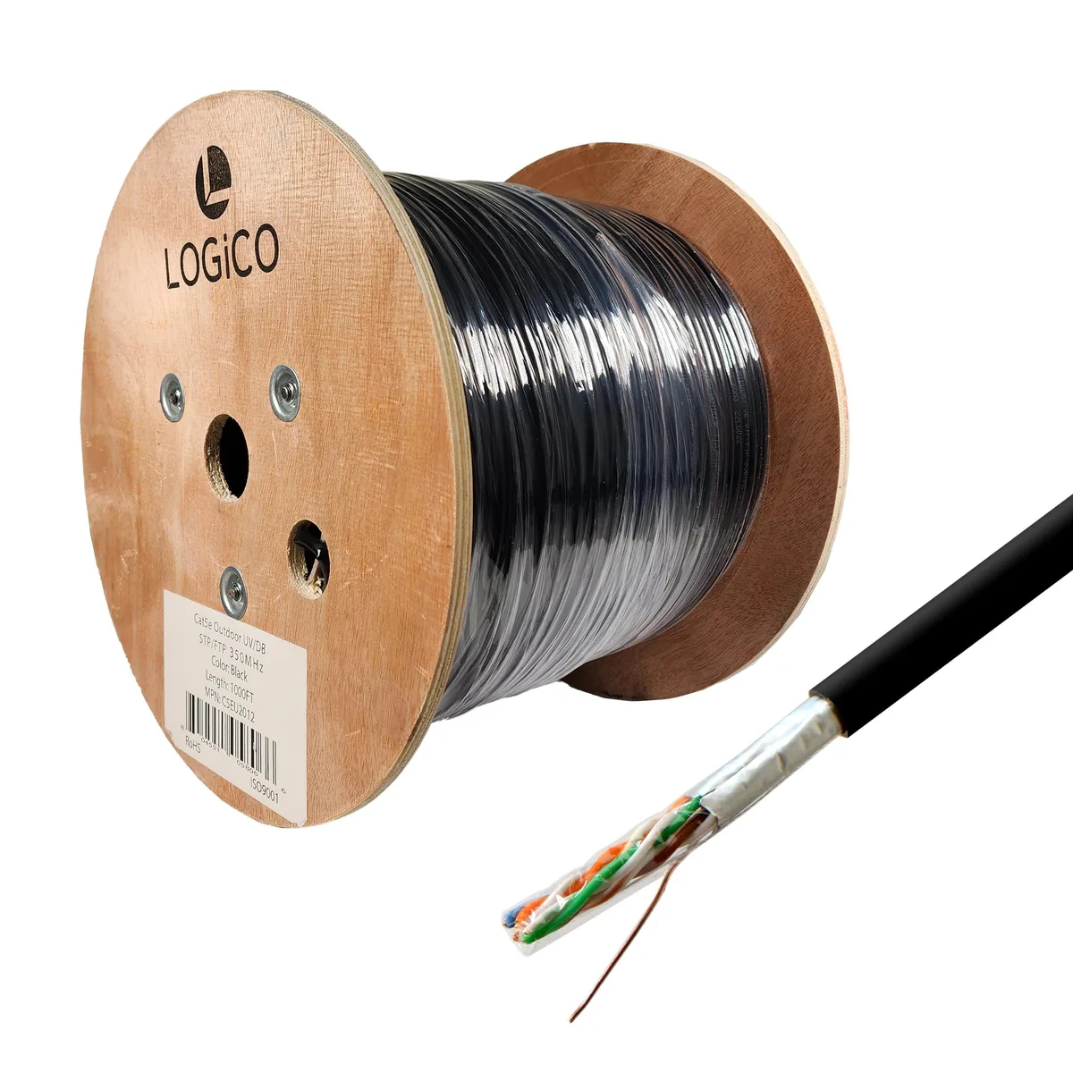 Logico Logico Cat5e STP FTP Shielded Outdoor UV Direct Burial 1000ft Cable — product photo