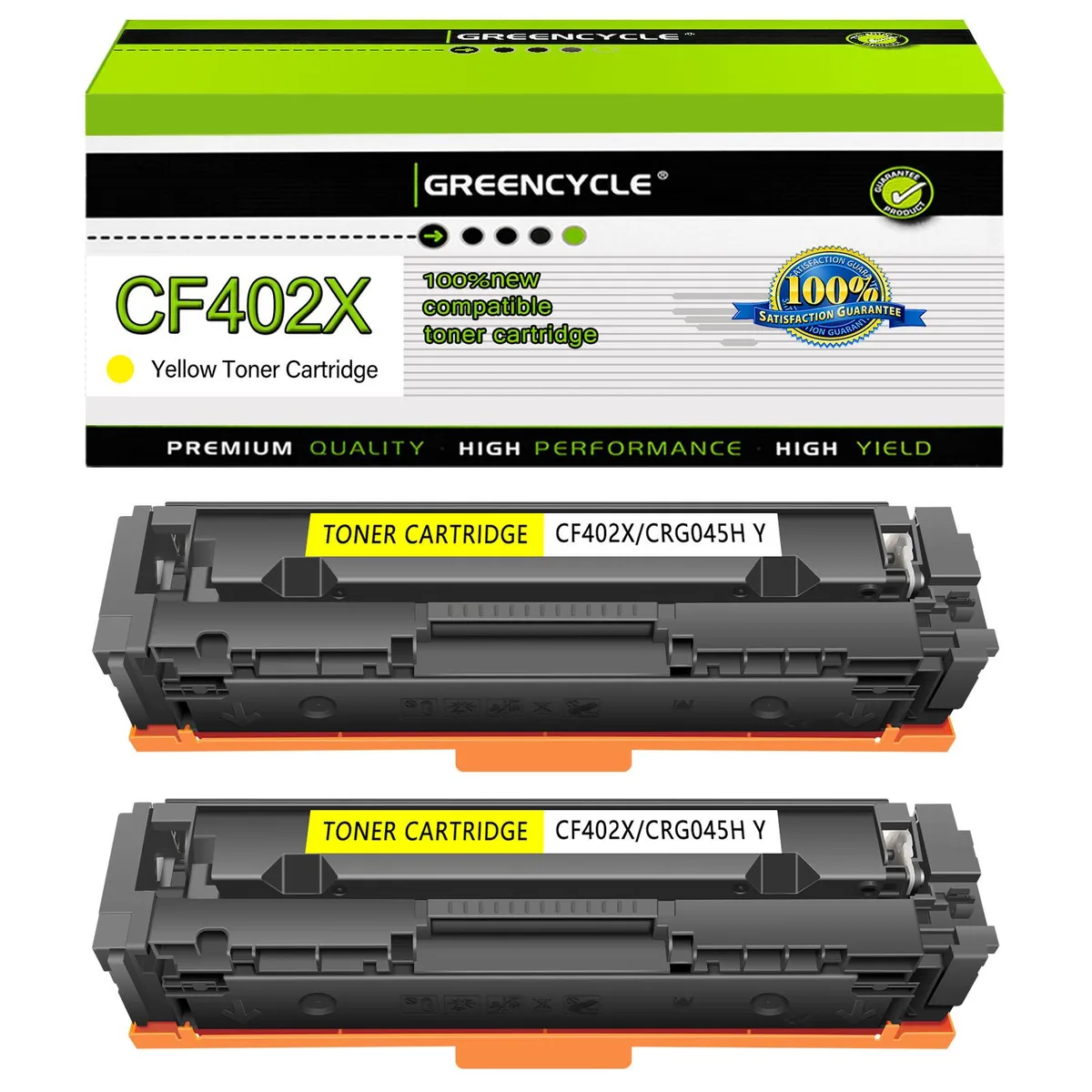 GREENCYCLE GREENCYCLE CF402X Yellow Toner Cartridge 2 Pack 2300 pages — product photo