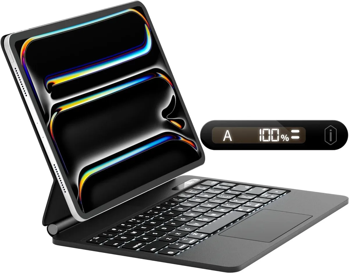 WIWU WIWU Keyboard Case iPad Air 13 2024 Pro 12.9 3-6 Gen Floating Stand Trackpad Backlit 750mAh 2 in 1 accessory — product photo