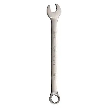 Satin-finish 28mm combination wrench with 12-point box end and alloy steel handle