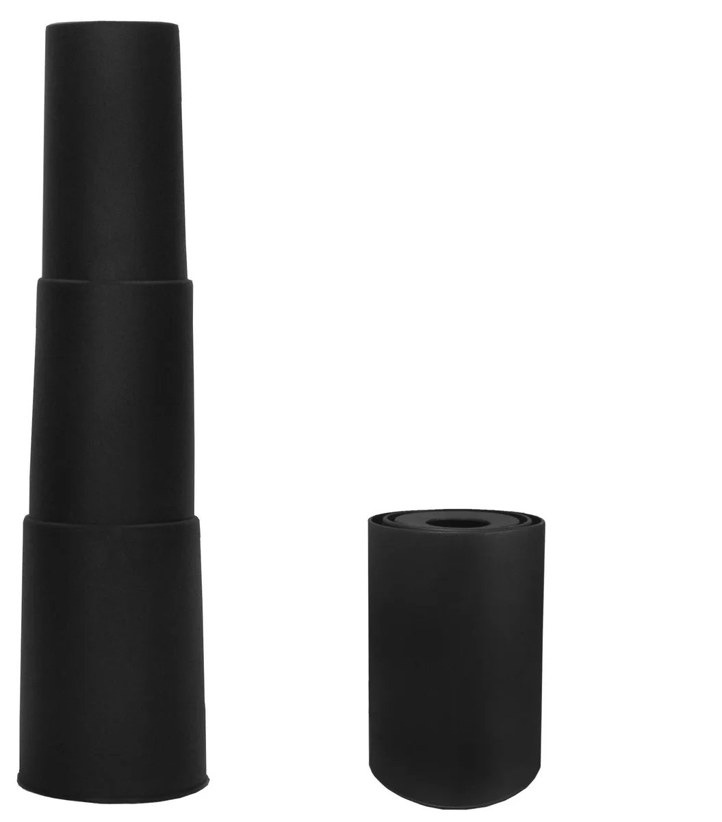 Black three-piece telescoping gas cylinder cover, 4.5 to 13 inches