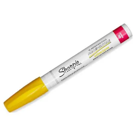 Yellow Sharpie paint marker with aluminium barrel and clip