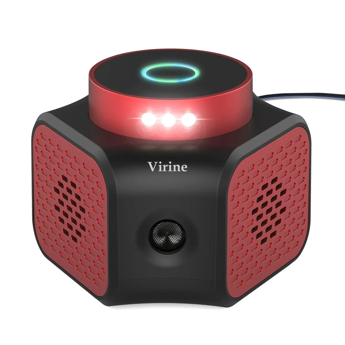 White rectangular plug-in unit with front speaker grille, function switch and LED indicator lights