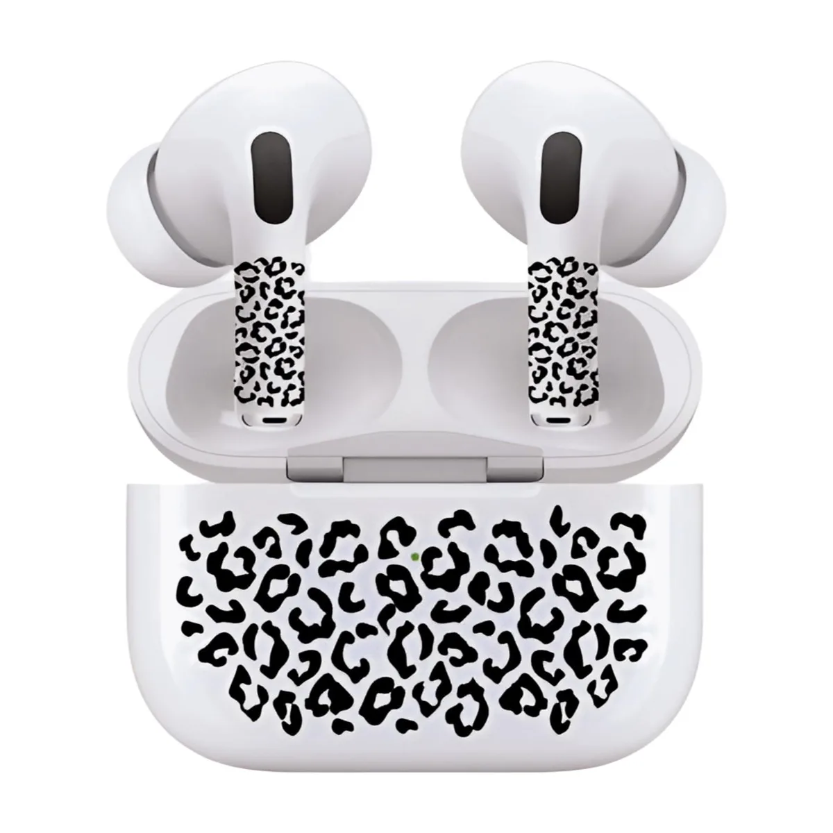 Leopard-print decal skin set for AirPods 4, ultra-thin scratch-resistant finish, precision-cut for earbuds and case