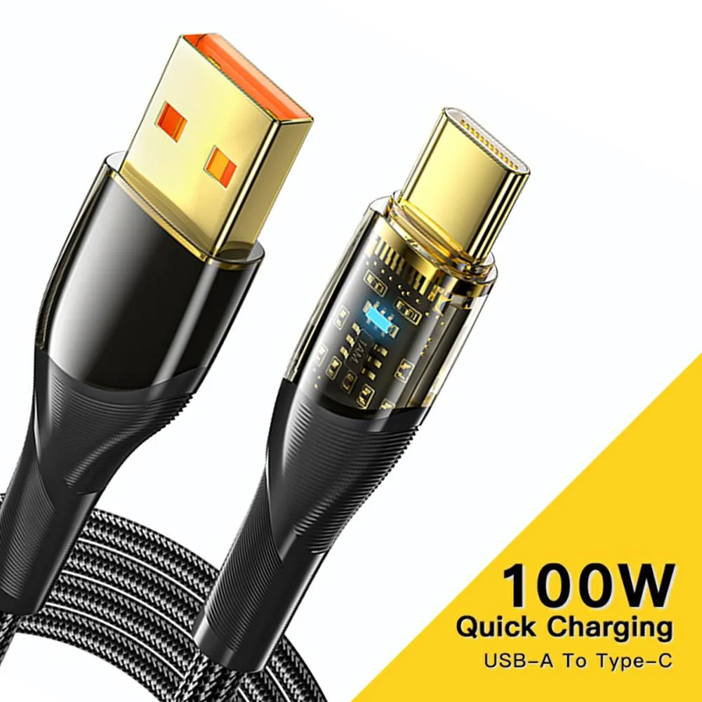 LUOM LUOM Essager XR USB-A to USB-C Cable 100W 7A 3.3ft Transparent — product photo