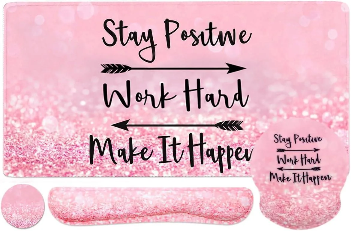  Keychron 4-in-1 Desk Pad Set 35.4 x 15.7 in Pink Stay Positive — product photo
