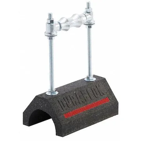 Black rubber base with cast iron roller support block 9.6 inches long