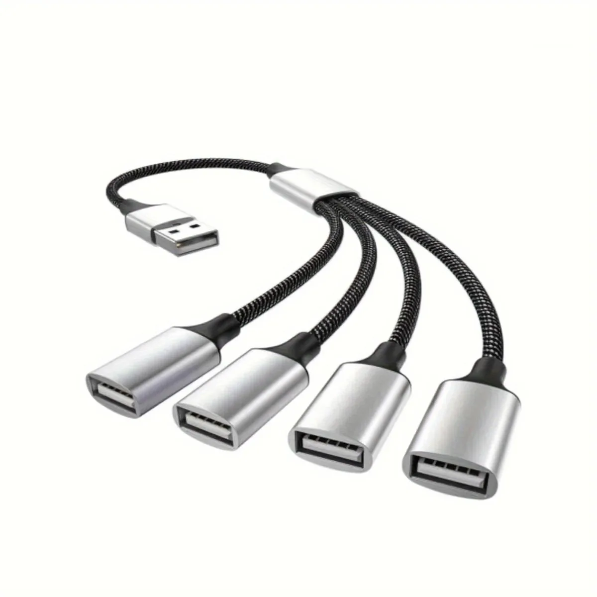 HANNORD HANNORD USB 2.0 4-Port Hub Splitter Cable .8ft Silver — product photo
