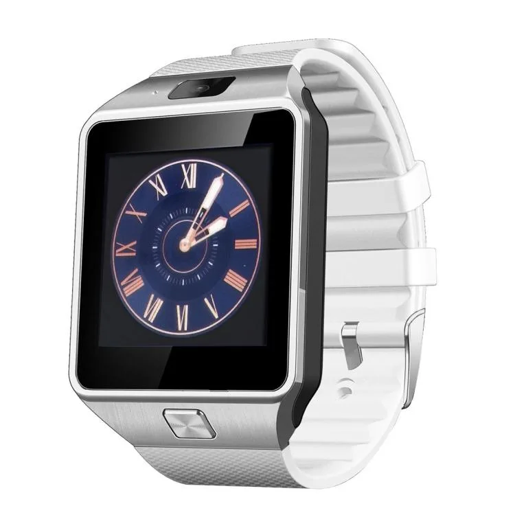 White rectangular smartwatch with 1.56 inch screen and matching strap