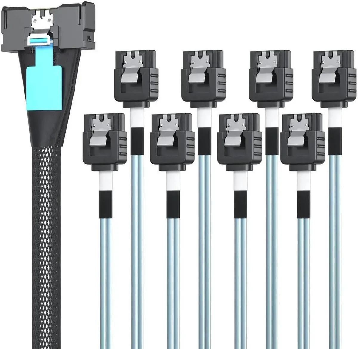 SMUGDESK SMUGDESK 0.5M MCIO 8X SFF-TA-1016 to 8 Ports SATA Breakout Cable — product photo