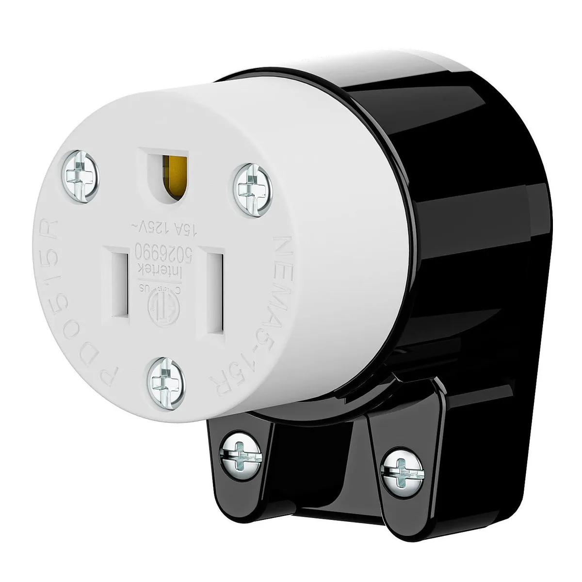 LORDWORLD LORDWORLD 360° Rotatable NEMA 5-15R Rewireable Female Receptacle 15A 125V Black &amp; White — product photo