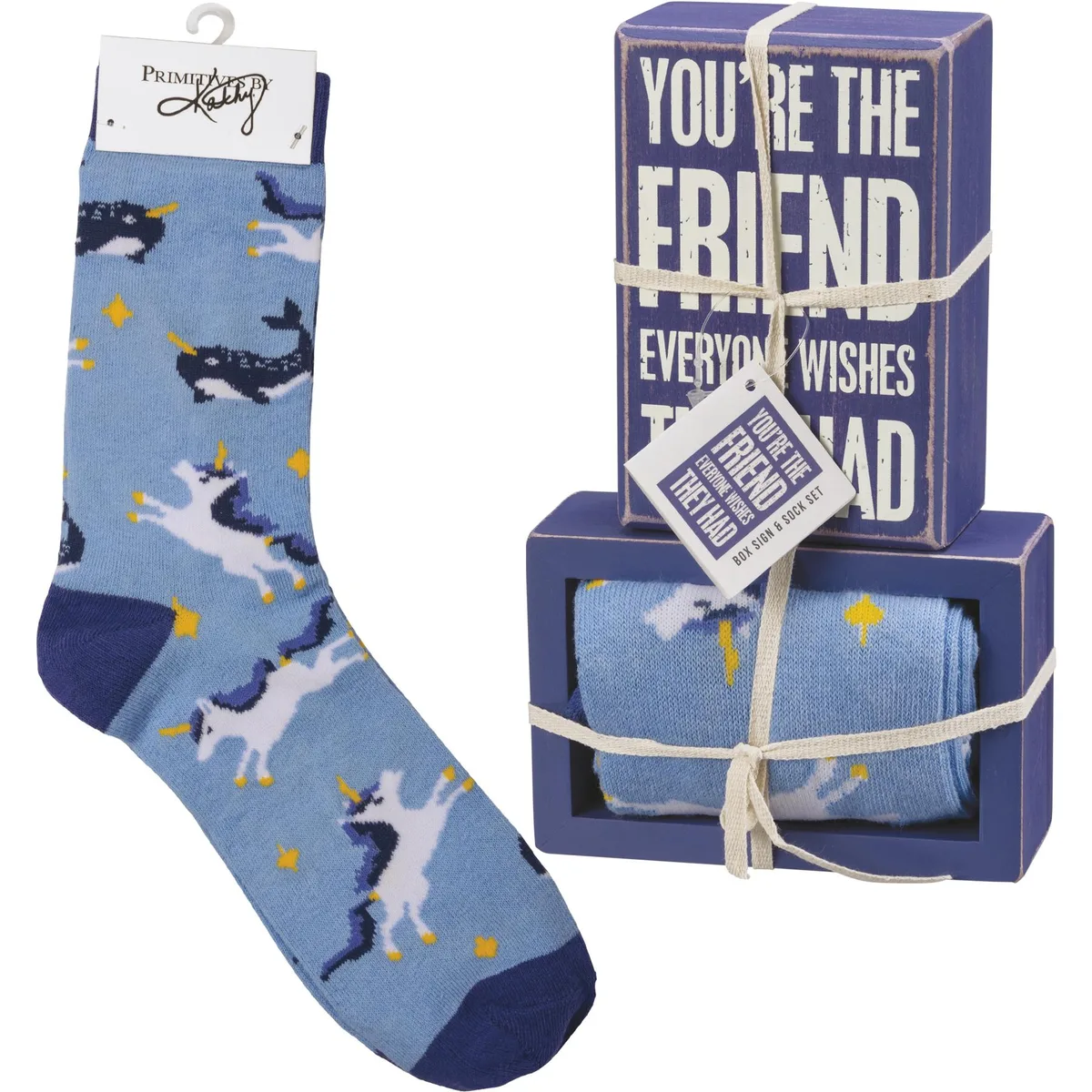 Primitives By Kathy Primitives By Kathy Box Sign &amp; Socks Set You're The Friend 4.50 1.75 — product photo