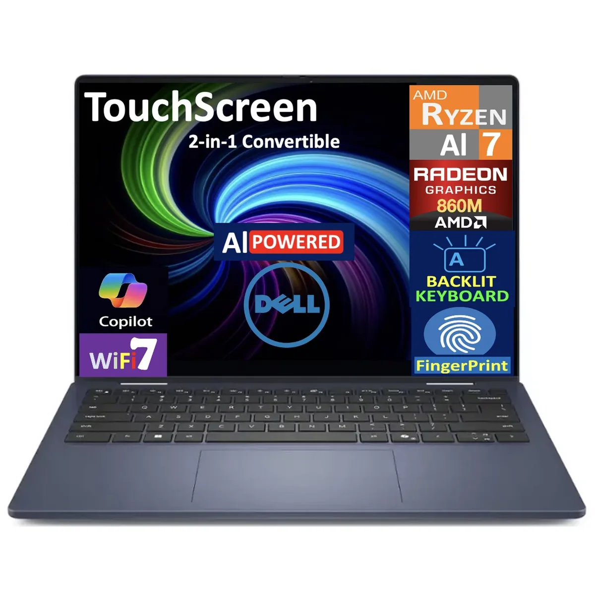 DELL DELL Plus 14" 2-in-1 Laptop Ryzen AI 7 350 16GB 1TB Midnight Blue — product photo