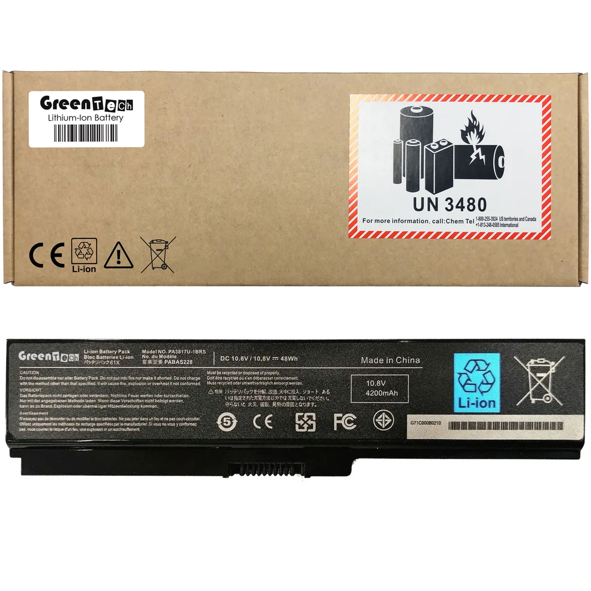 GreenTechLLC GreenTechLLC PA3817U-1BRS 48Whr 6-cell laptop battery — product photo