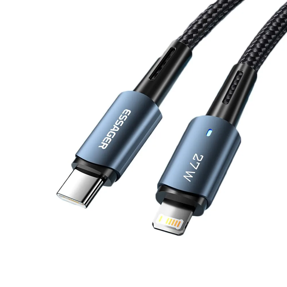 ESTONE ESTONE Essager CGI27W USB-C to Lightning Cable Blue 6.6ft 27W 3A 480Mbps MFi — product photo