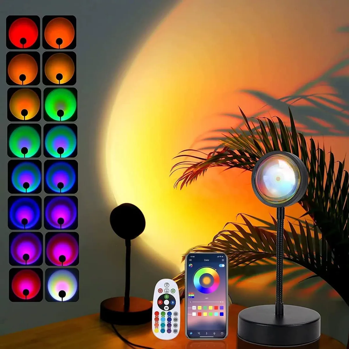 JIMEI SUNLAMP-P Sunset Lamp Projector 10W 360° RGB App Remote — product photo