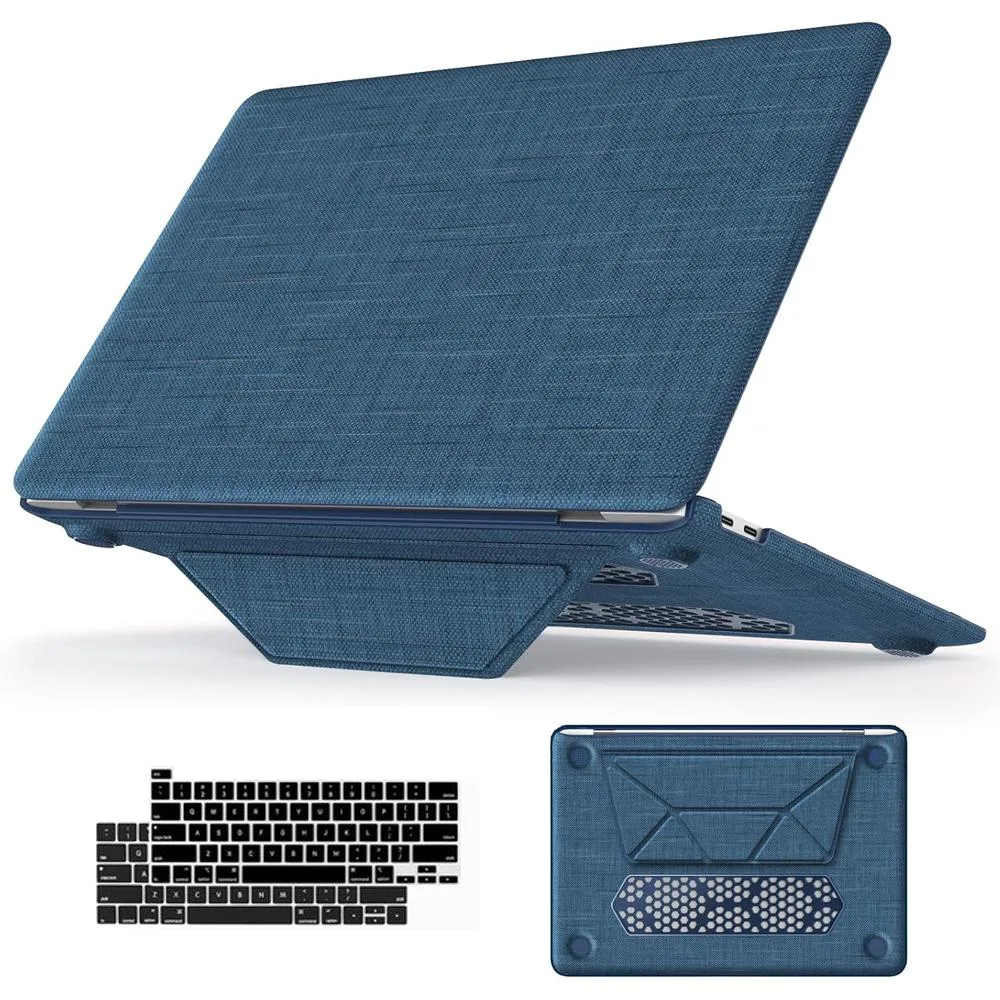 Werleo Werleo MacBook Pro 13 inch Fabric Hard Shell Case Blue with Kickstand & Keyboard Covers — product photo