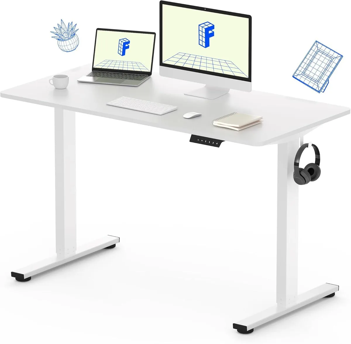 PISKEKAT PISKEKAT White Standing Desk 48 x 24 Inches Electric Height Adjustable Office Equipment — product photo