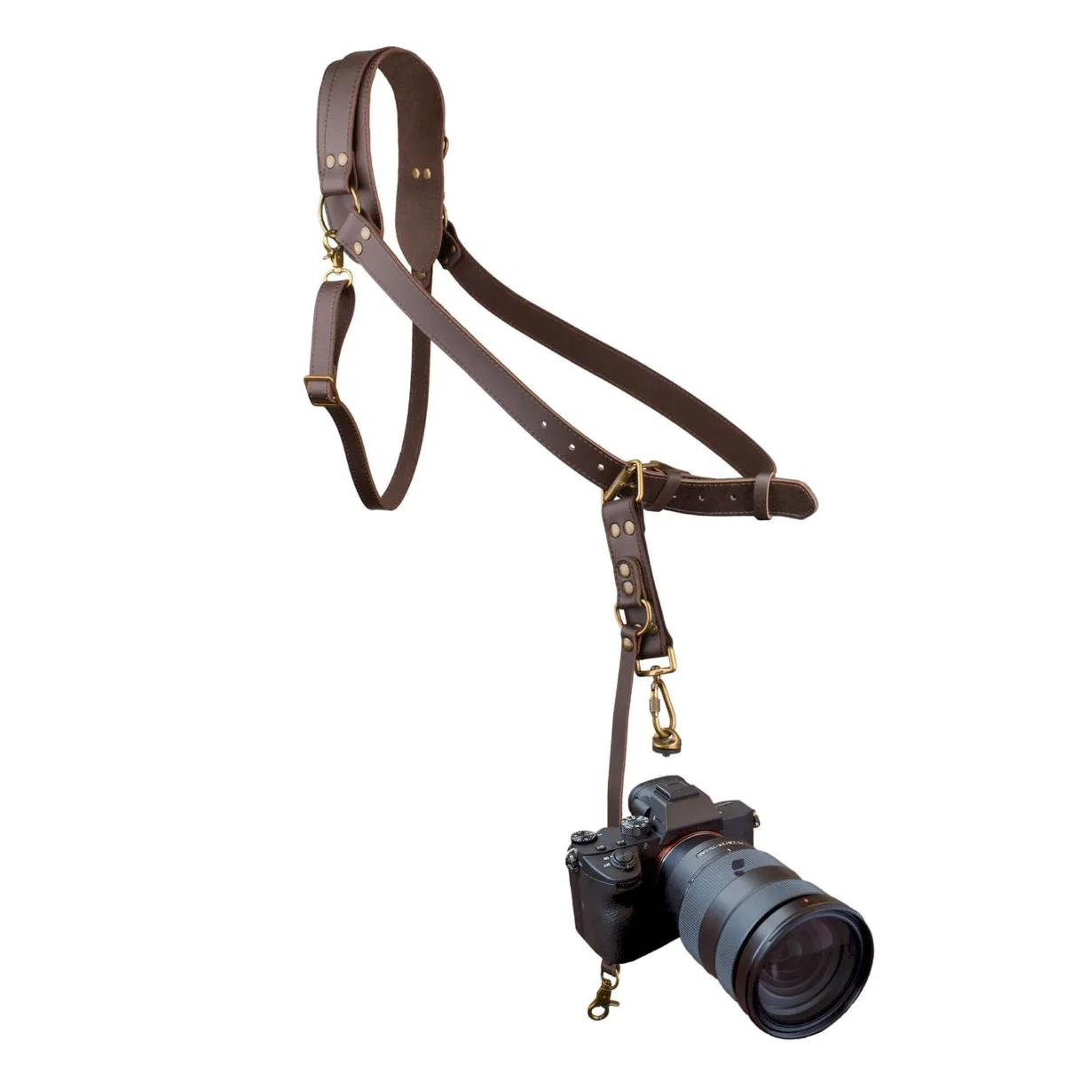  4J LEDR Single Camera Strap Leather Harness Blue Southwest — product photo