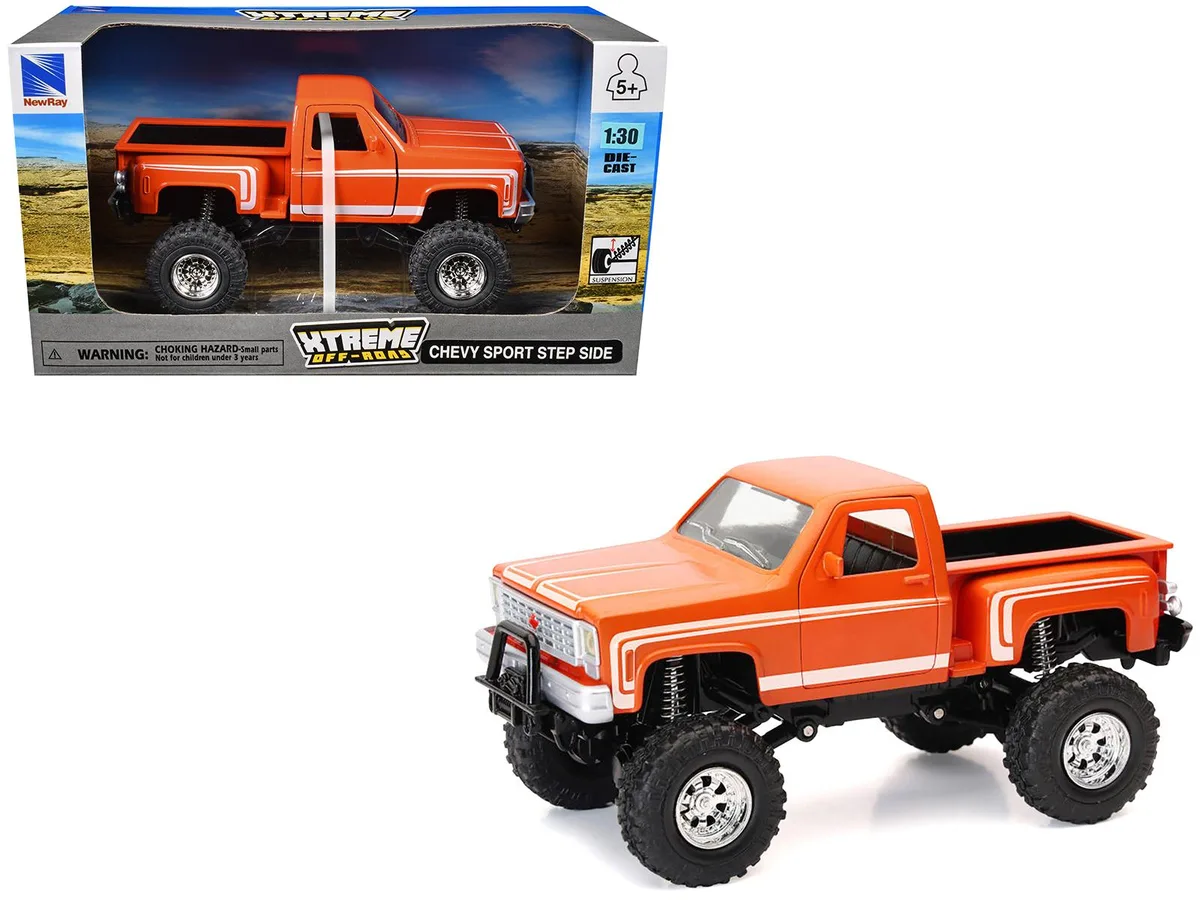 New Ray Toys New Ray Toys Chevrolet Sport Step Side Pickup Orange White "Xtreme Off-Road" 1/30 Diecast — product photo