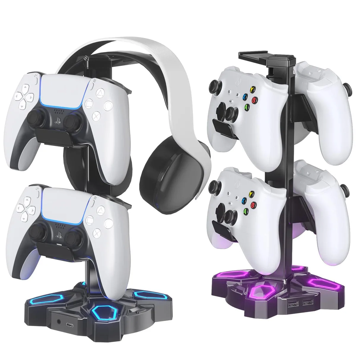  Logitech KDD-019B headset stand RGB rotatable 2 USB 3.5mm Type-C black — product photo