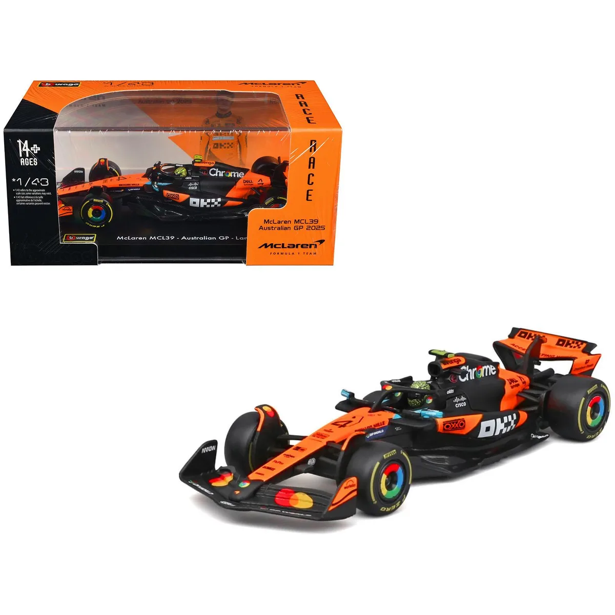 BBURAGO BBURAGO McLaren MCL39 #4 Lando Norris Australian GP 2025 1/43 Diecast Hobby Collectible — product photo