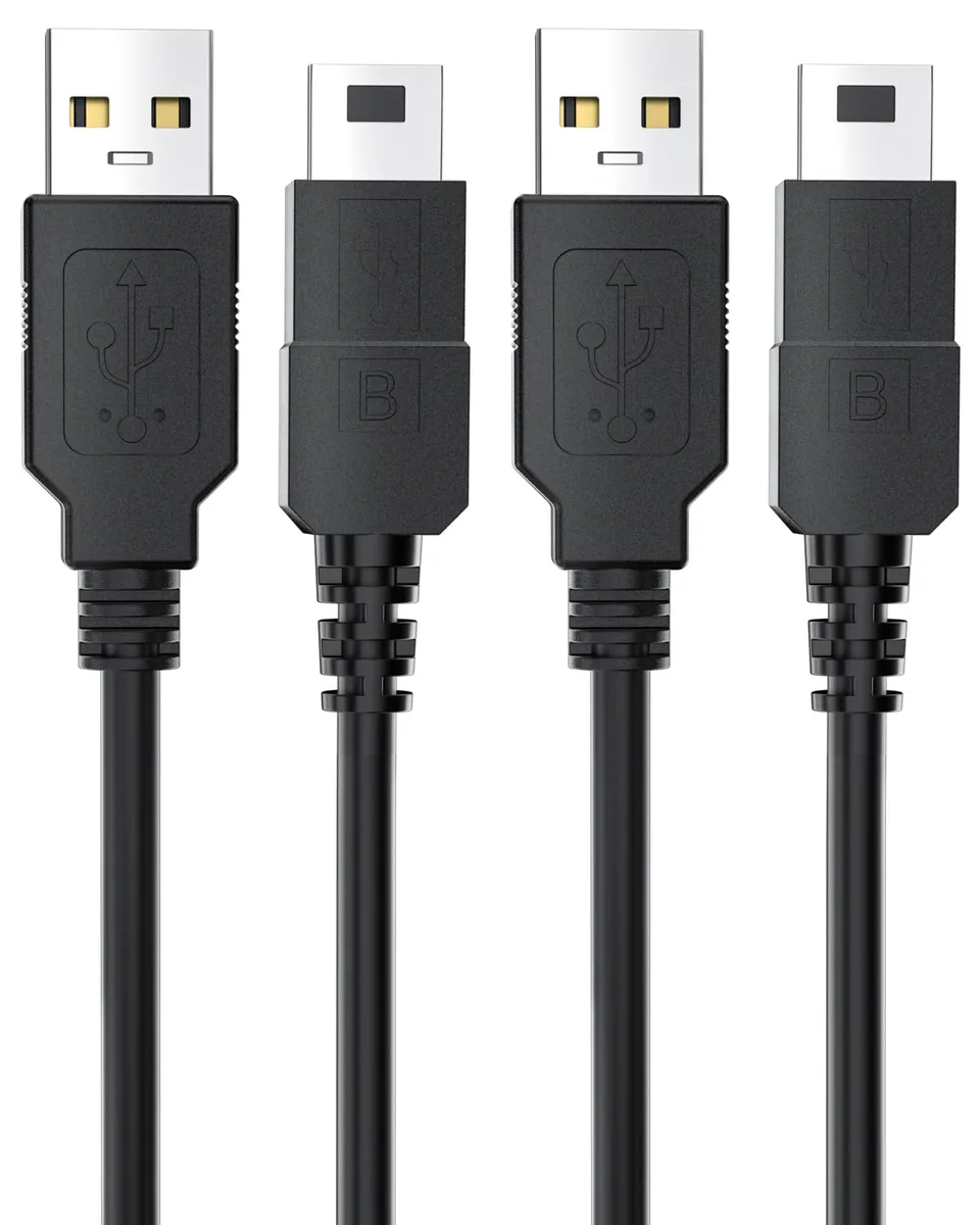 TriverseTech USB 2.0 A to Mini B Cable 2-Pack 5.9ft Ferrite Core — product photo