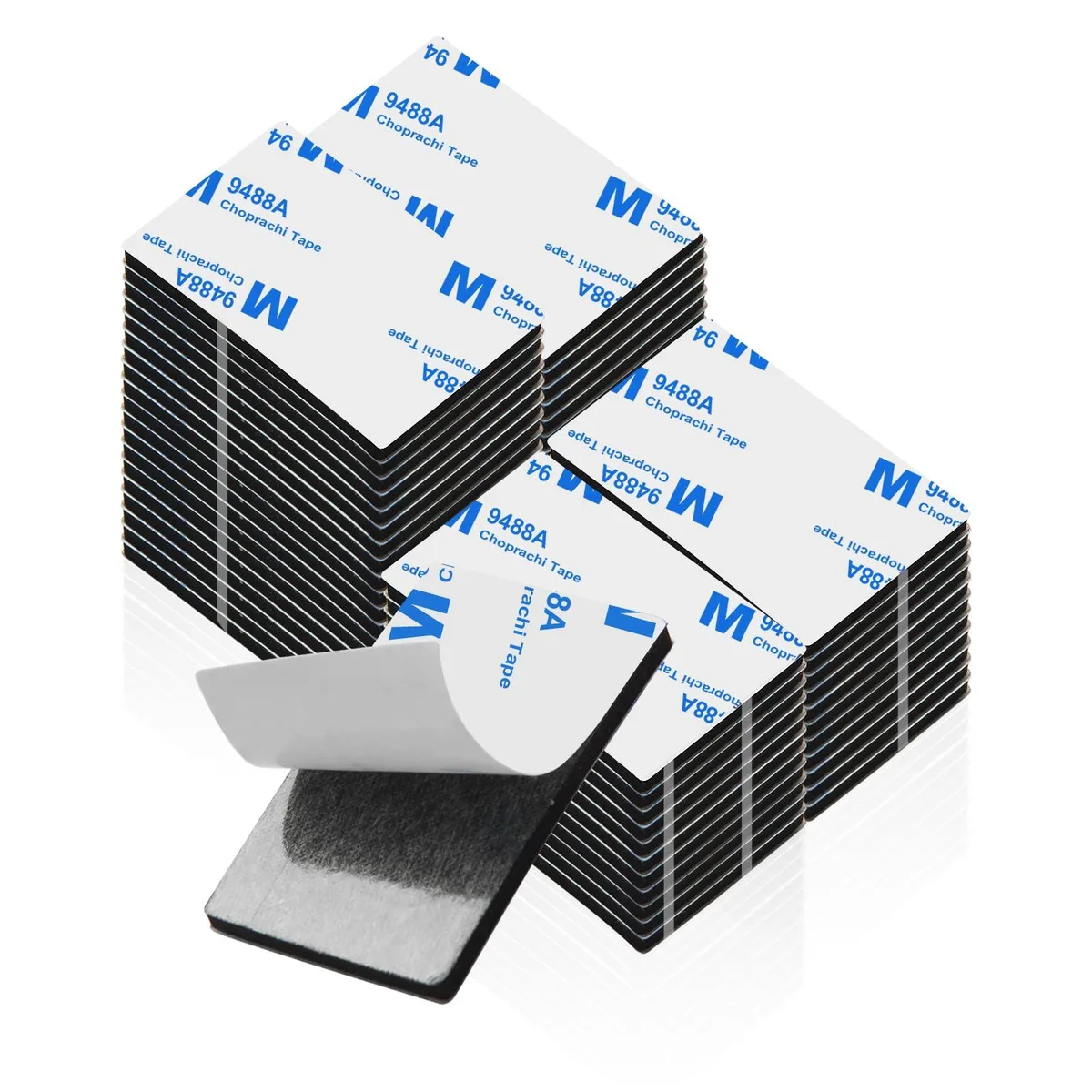 Pack of 48 black foam adhesive pads, each 1.96 by 1.18 inches