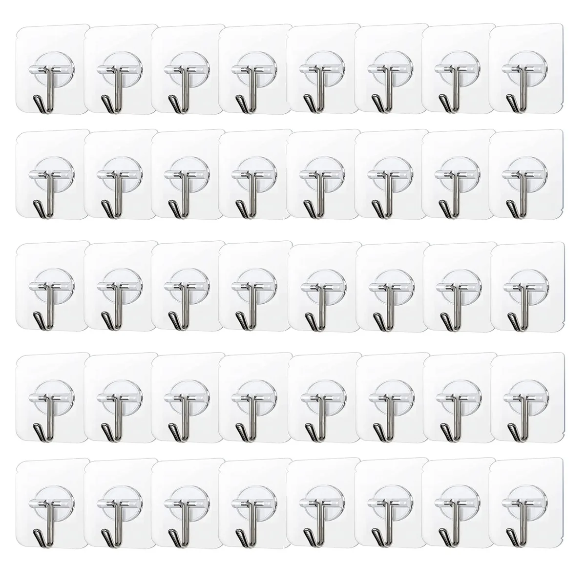 100 transparent stainless steel adhesive hooks 2.36 inches square