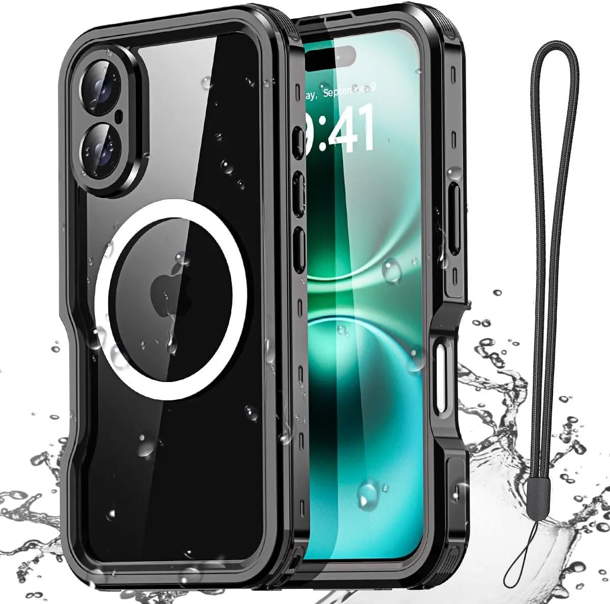 BONAEVER BONAEVER Waterproof Case iPhone 16 6.1 inch MagSafe IP68 Black — product photo