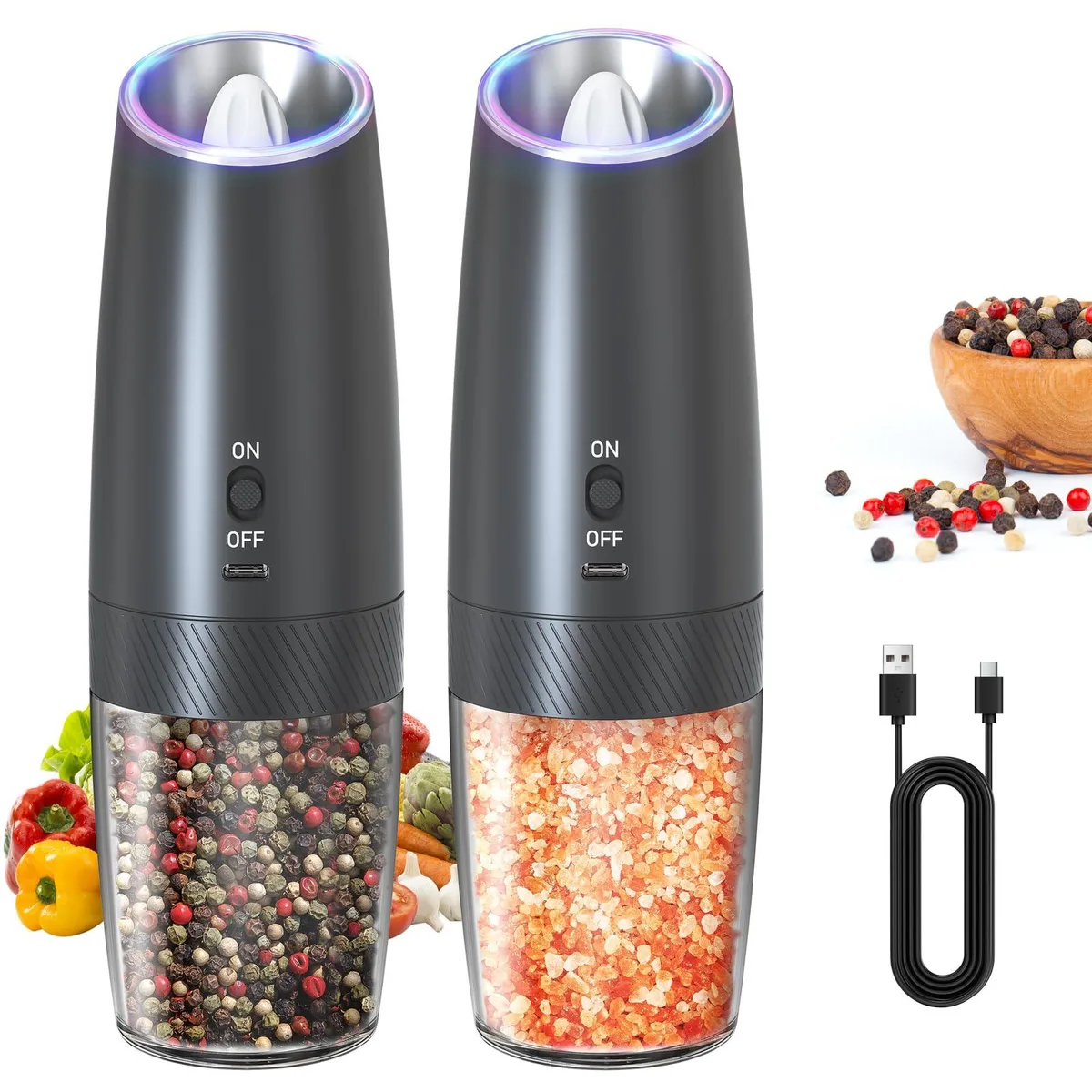  Iwatani DGS-KYMQ-47A Electric Salt &amp; Pepper Grinder Set 135ml Black — product photo