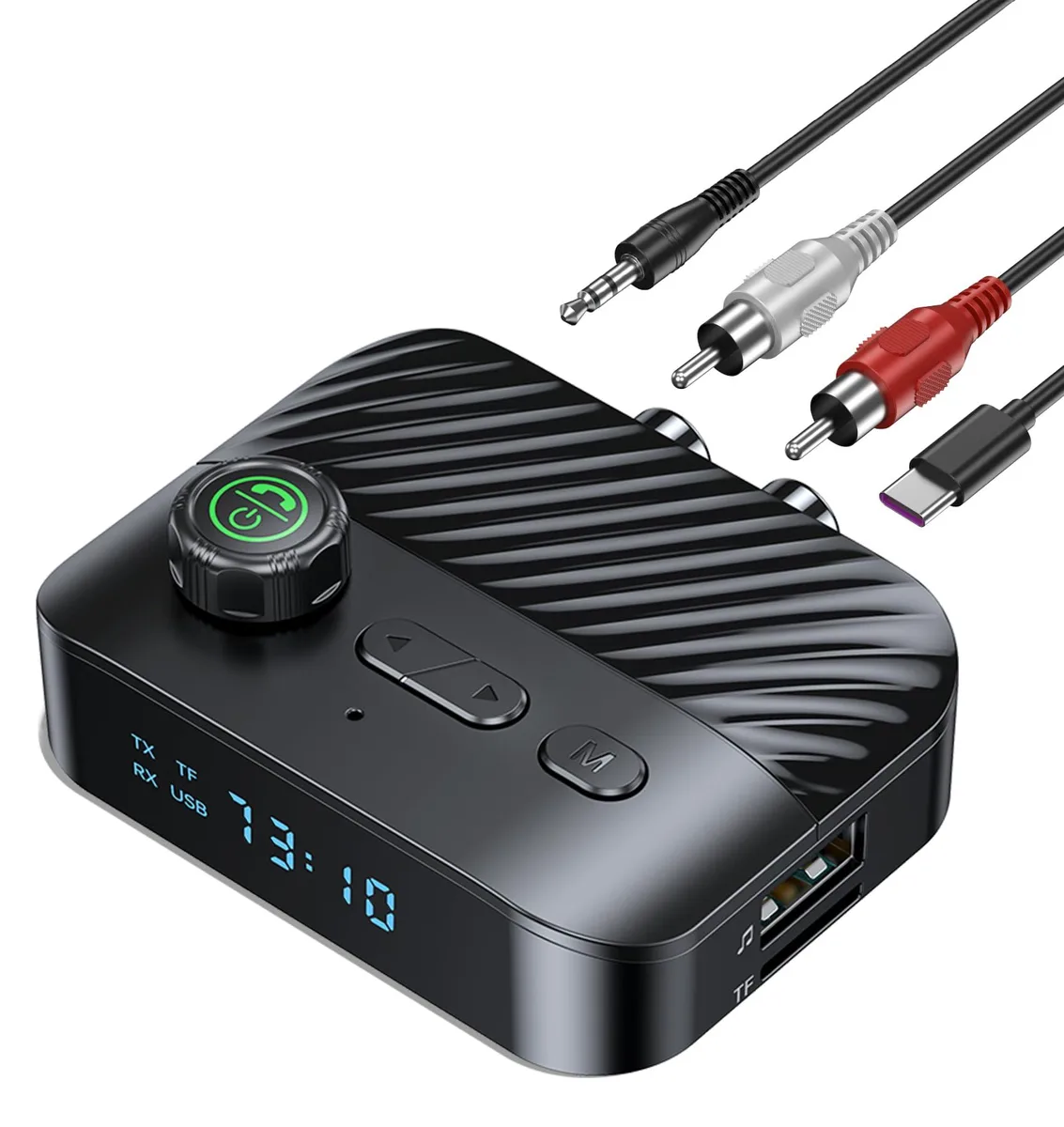  Scosche C68 Bluetooth 5.4 Transmitter Receiver 33ft 3.5mm RCA USB TF — product photo