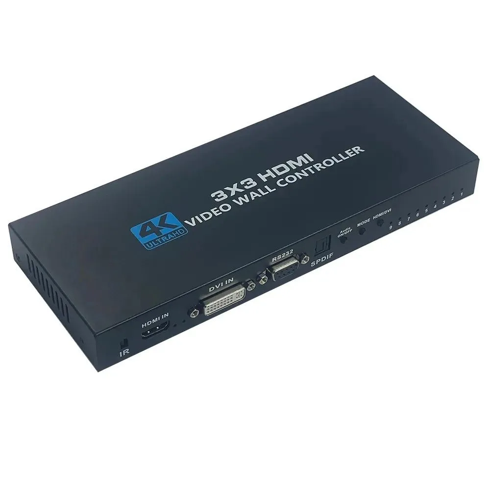 YINGHUA YINGHUA 3x3 Video Wall Controller 4K HDMI DVI 9 Output RS232 UK Plug KVM Switch — product photo