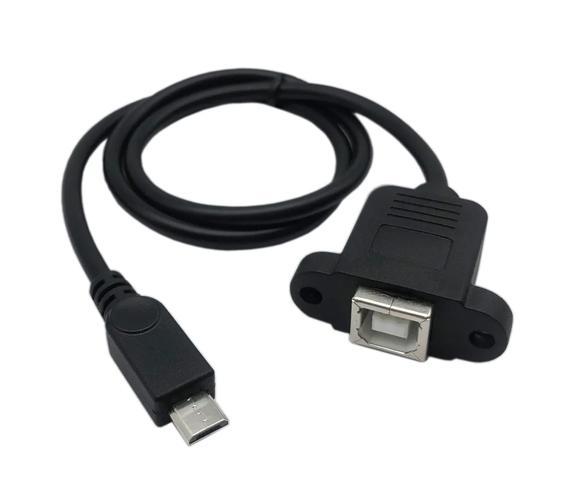 Vszerda Vszerda 50cm Micro USB 5pin Male to USB Type B 2.0 Female Extension Panel Mount Cable with Screw Holes — product photo