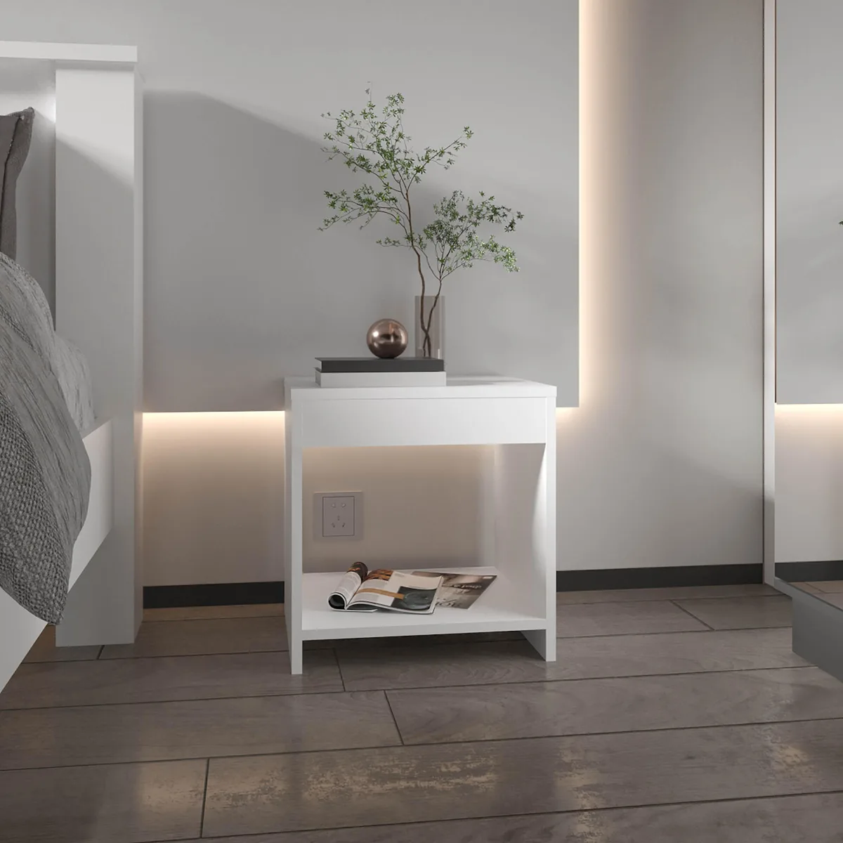tuphen tuphen Night Table 16.5"H White Bedroom Set — product photo