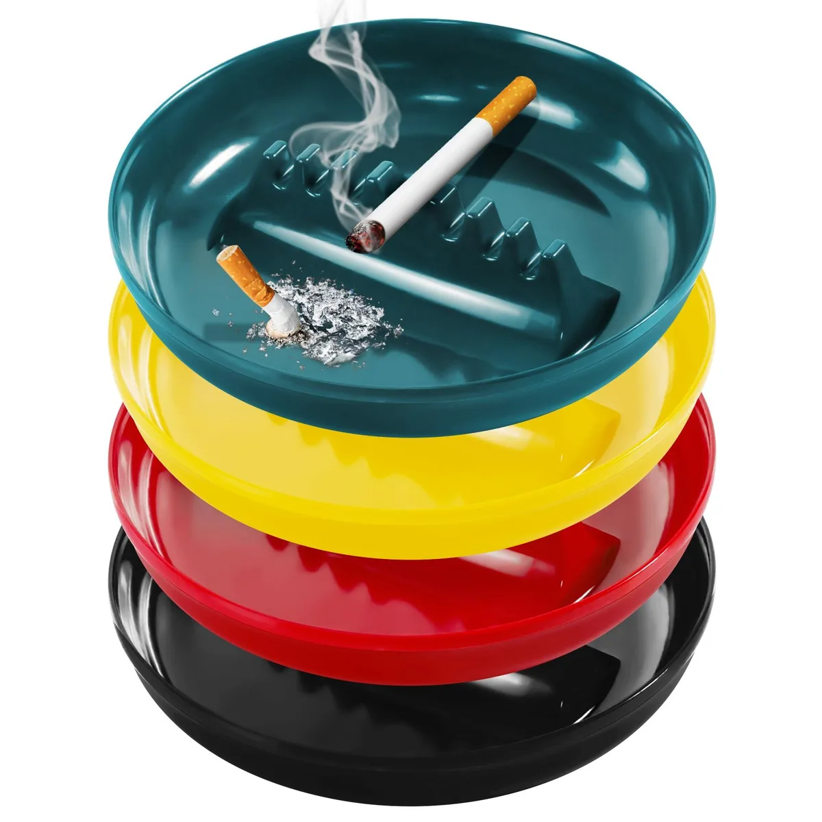  Melamine Ashtray 4 Pack Gold 7 Inches 7 Holders — product photo