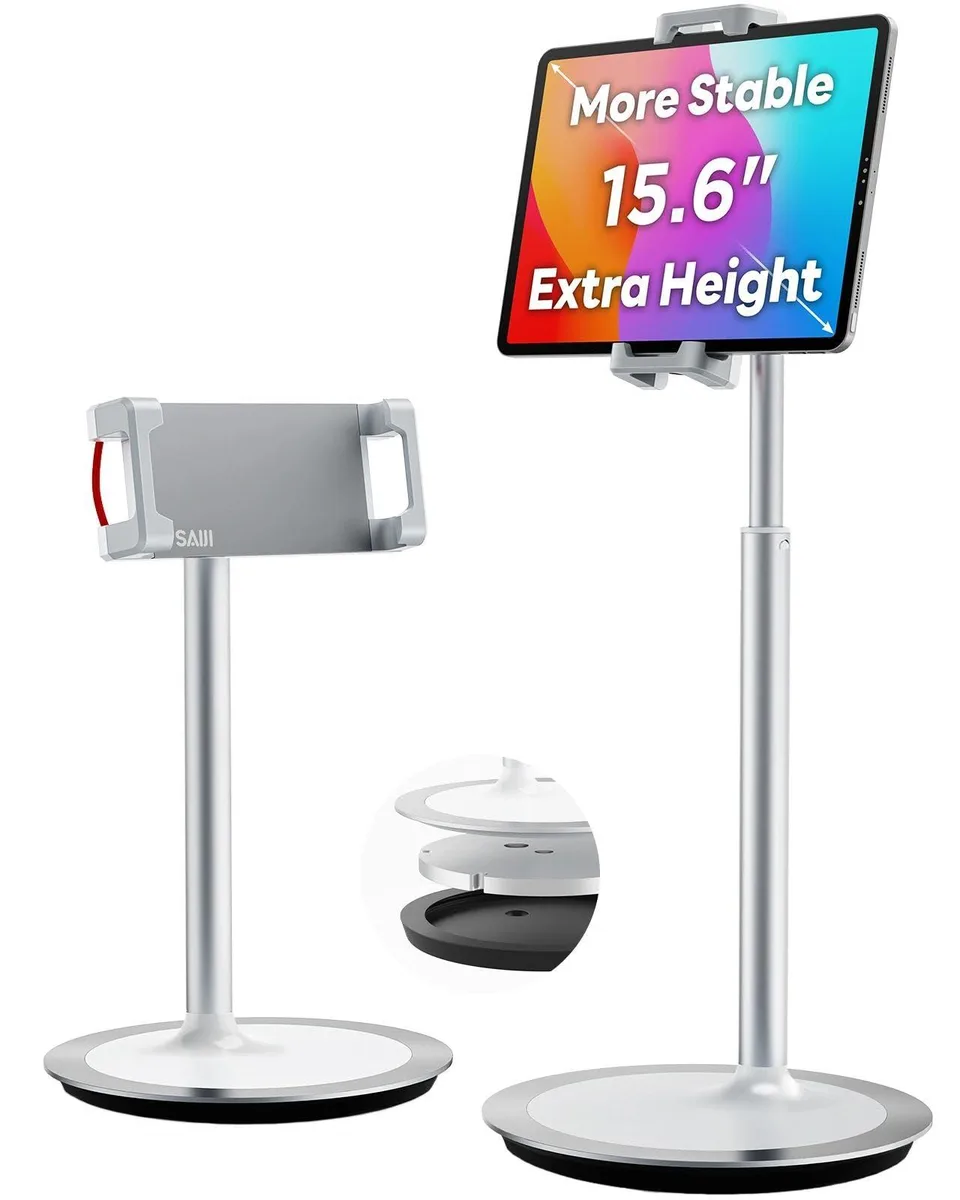  SAIJI S3E-S Silver Height Adjustable Phone Mount 11.4-18.1" 360° 948g — product photo