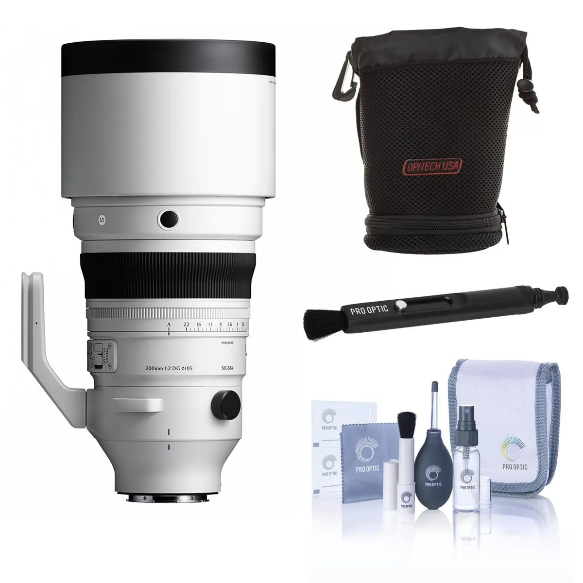 SIGMA SIGMA 200mm f/2 DG OS Sports L-Mount Lens with Filter Pouch & Cleaning Kit — product photo