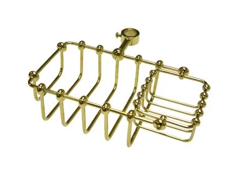 Polished brass soap basket, wall mounted, shiny finish