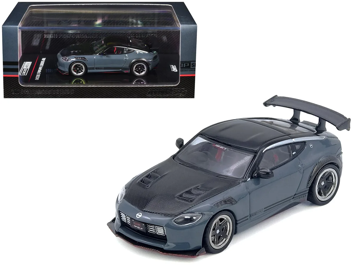 Inno Models Inno Models Nissan Fairlady Z Top Secret RZ34 RHD Stealth Gray Carbon Hood Black Top 1/64 Diecast — product photo