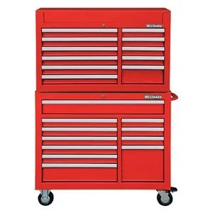 Red 42-inch tool chest and cabinet combo with 22 drawers