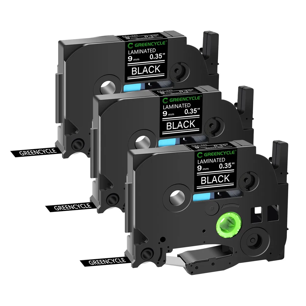 GREENCYCLE GREENCYCLE TZe-325 9mm White on Black Laminated Tape 3 Pack — product photo